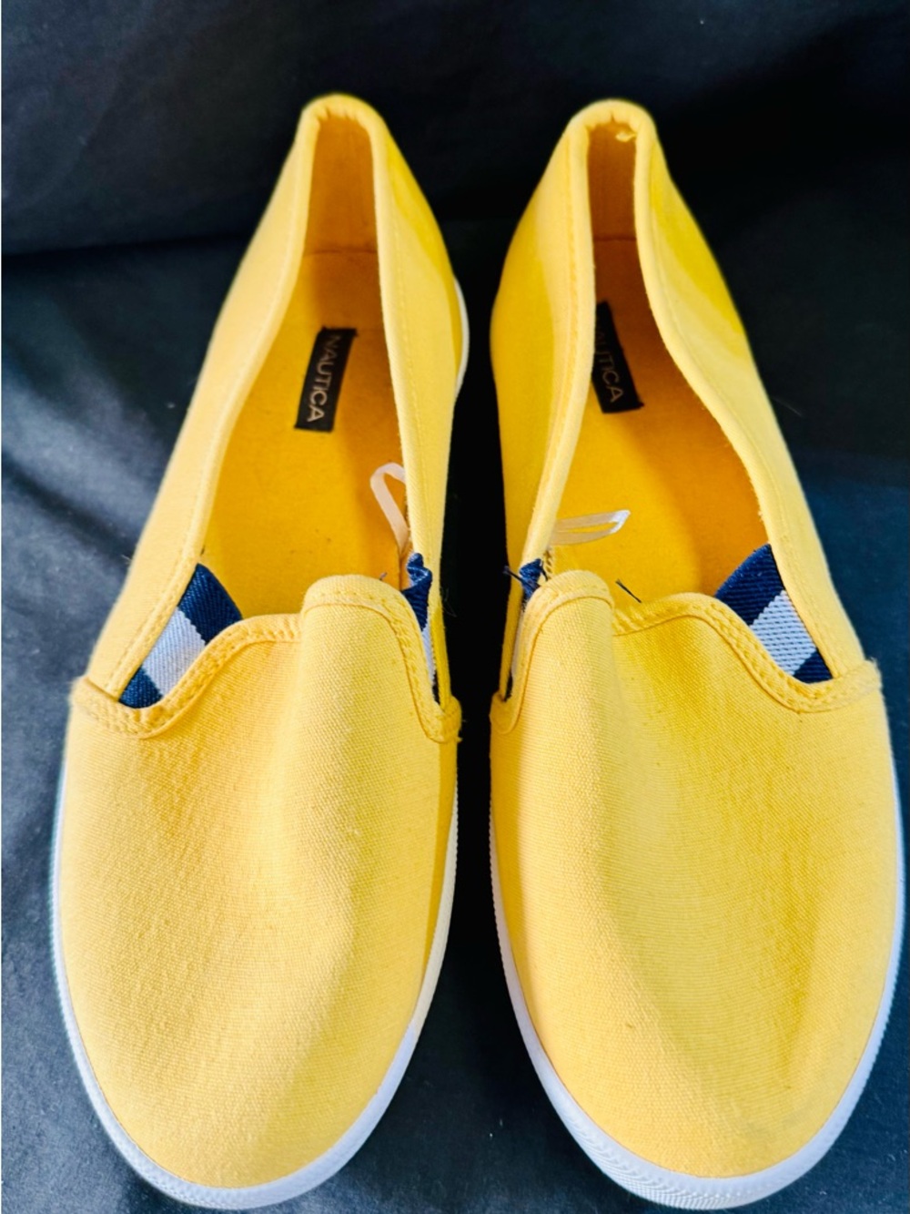 Nautica Bright Yellow Canvas Slip-On Sneakers with Navy Accents
